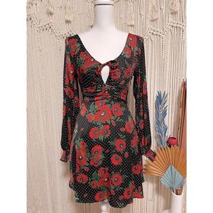 Free People Red Morning Light Long Sleeve Mini Dress Size 4